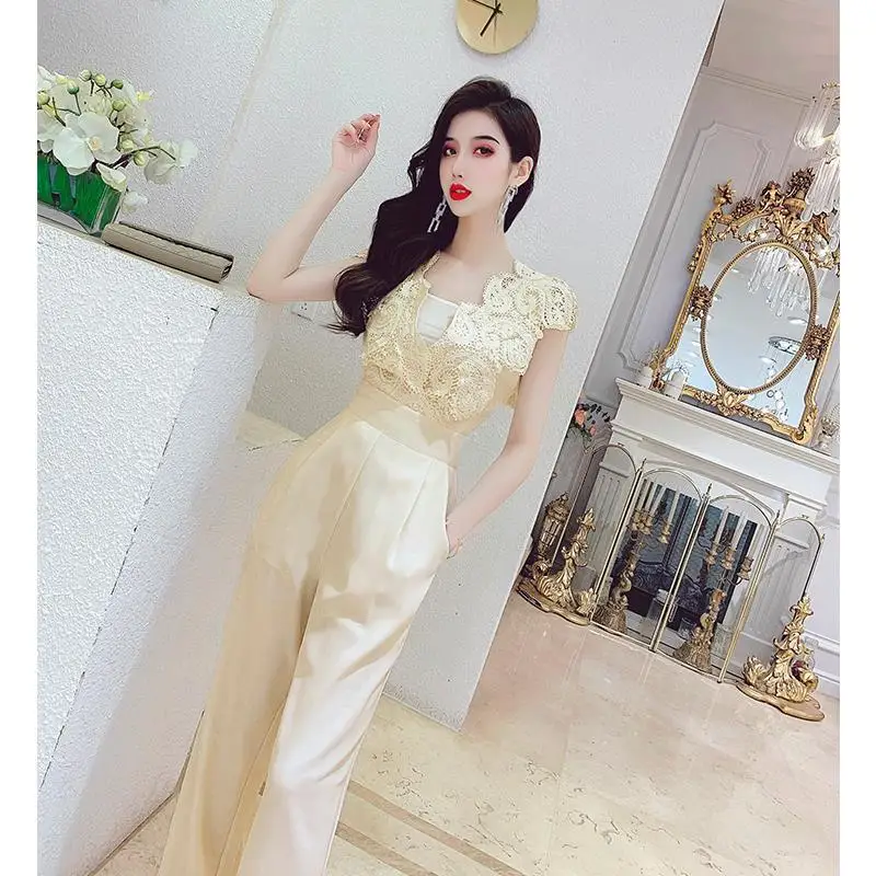 Women 2022 Summer Sexy Lace Hollow Out Jumpsuits Female V-neck Sleeveless Party Rompers Elegant Office Lady Wide Leg Overall F24
Women 2022 Summer Sexy Lace Hollow Out Jumpsuits Female V-neck Sleeveless Party Rompers Elegant Office Lady Wide Leg Overall F24