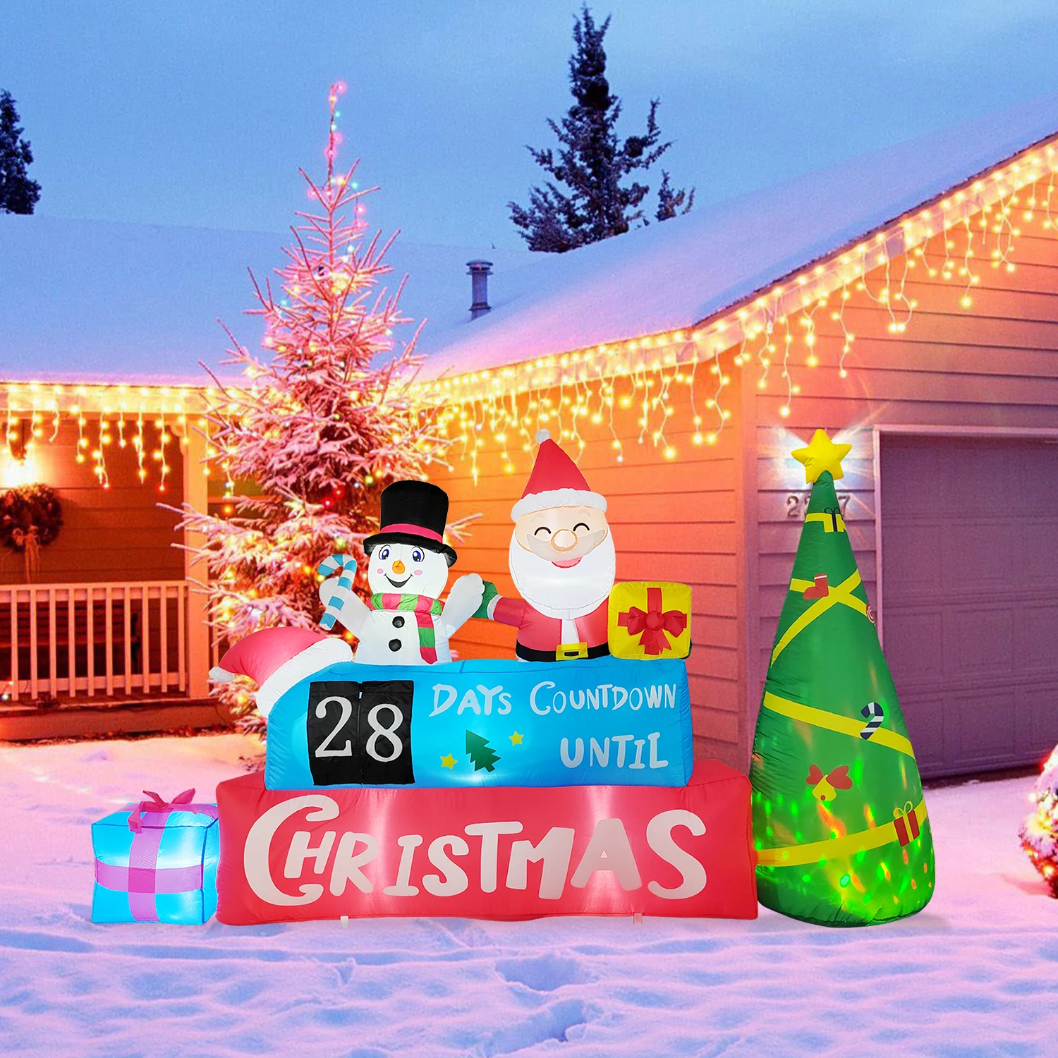 

Гигантский поезд, надувные игрушки, рождественское уличное украшение, светодиодный надувной Санта-Клаус, снеговик, Рождественская елка для сада, новогодний декор