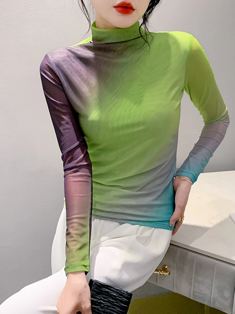 Winsleter Elegant Basic T-Shirts Women Sexy High Neck Position Print Slim Mesh Tops Long Sleeves Tees Autumn Winter T39506JC
Winsleter Elegant Basic T-Shirts Women Sexy High Neck Position Print Slim Mesh Tops Long Sleeves Tees Autumn Winter T39506JC