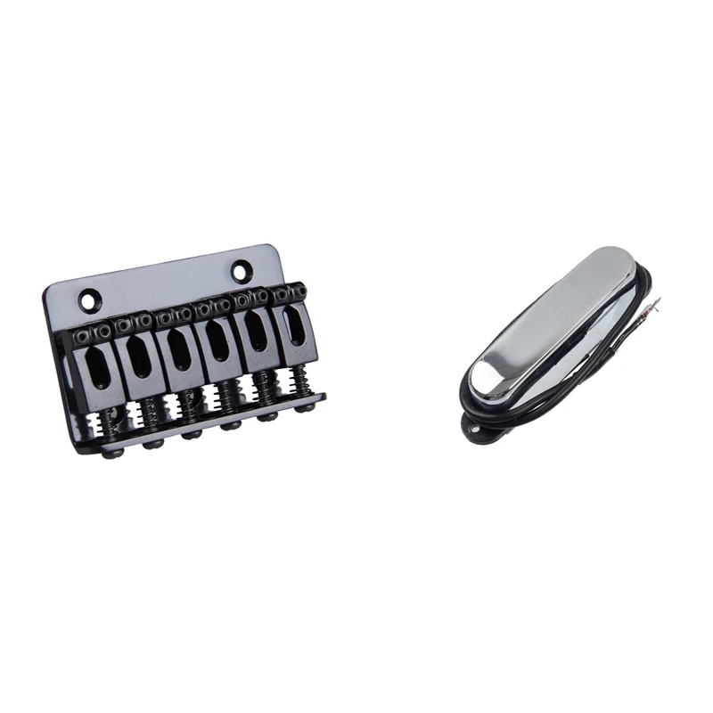 6 Saddle Hardtail Bridge Top Load 65Mm Electric Guitar Bridge (Black) & Single Coil Pickups Ceramic Tele Neck Pickup 
6 Saddle Hardtail Bridge Top Load 65Mm Electric Guitar Bridge (Black) & Single Coil Pickups Ceramic Tele Neck Pickup