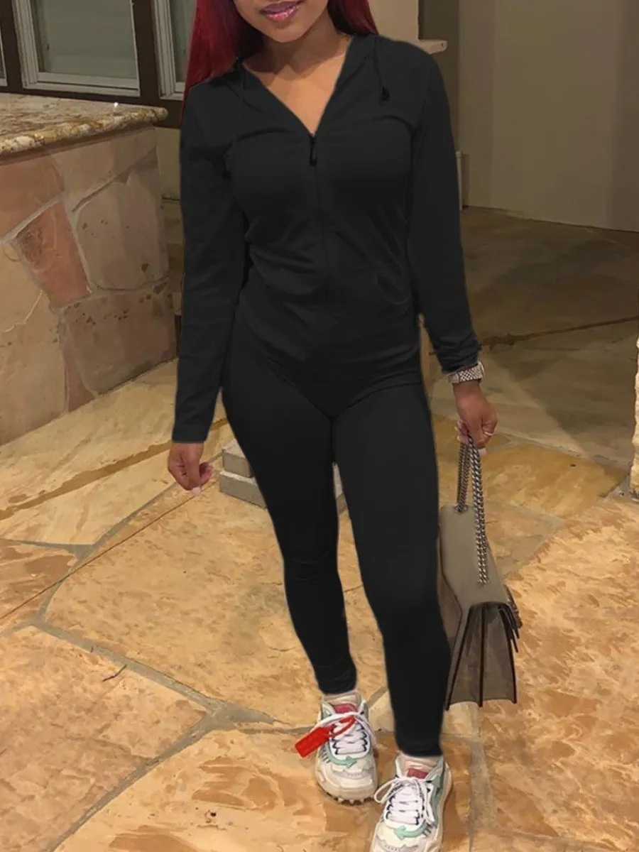 LW autumn two piece set BASICS Plus Size Hooded Collar Pocket Tracksuit long sleeve hooded zipper pocket sporty Jackets+leggings
LW autumn two piece set BASICS Plus Size Hooded Collar Pocket Tracksuit long sleeve hooded zipper pocket sporty Jackets+leggings