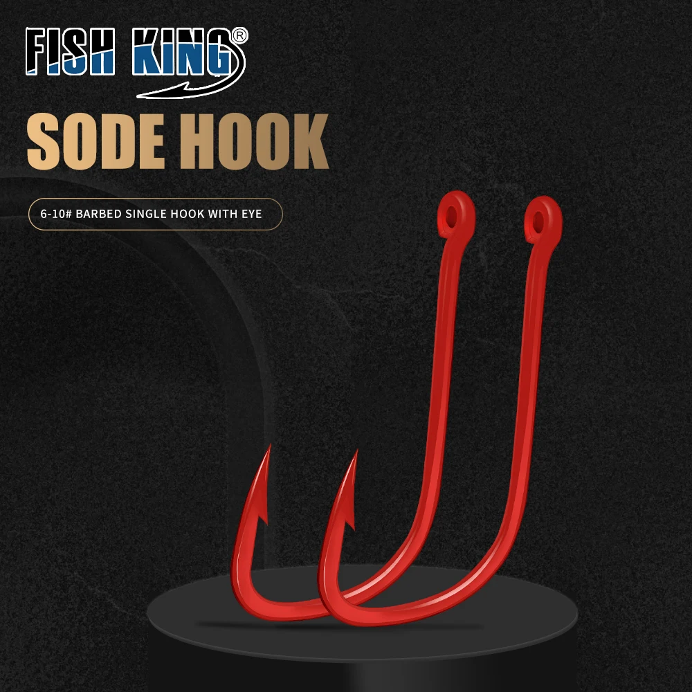 FISH KING 50-100pcs/box Fishing Hook 6#-10# Barbed High Carbon Steel Red with Eyes Bent Baitholder Ringed Sode Carp Hook Tackle 
FISH KING 50-100pcs/box Fishing Hook 6#-10# Barbed High Carbon Steel Red with Eyes Bent Baitholder Ringed Sode Carp Hook Tackle