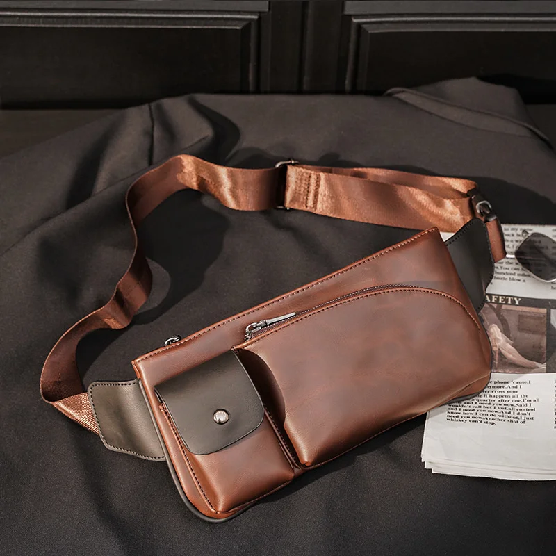 

Винтажные кожаные мужские поясные сумки, маленькие коричневые дорожные сумочки на ремне для телефона