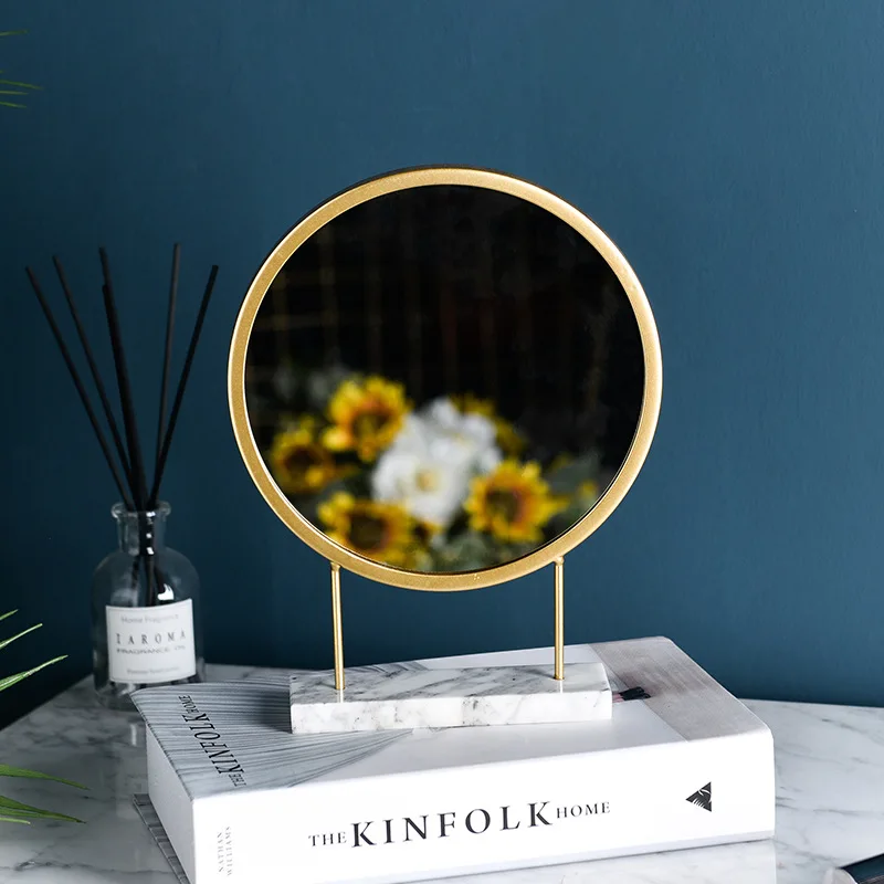 Nordic Light Luxury Metal Makeup Mirror Simple Bedroom Mirror Small Apartment Mini Iron Marble Mirror Home Decoration
Nordic Light Luxury Metal Makeup Mirror Simple Bedroom Mirror Small Apartment Mini Iron Marble Mirror Home Decoration