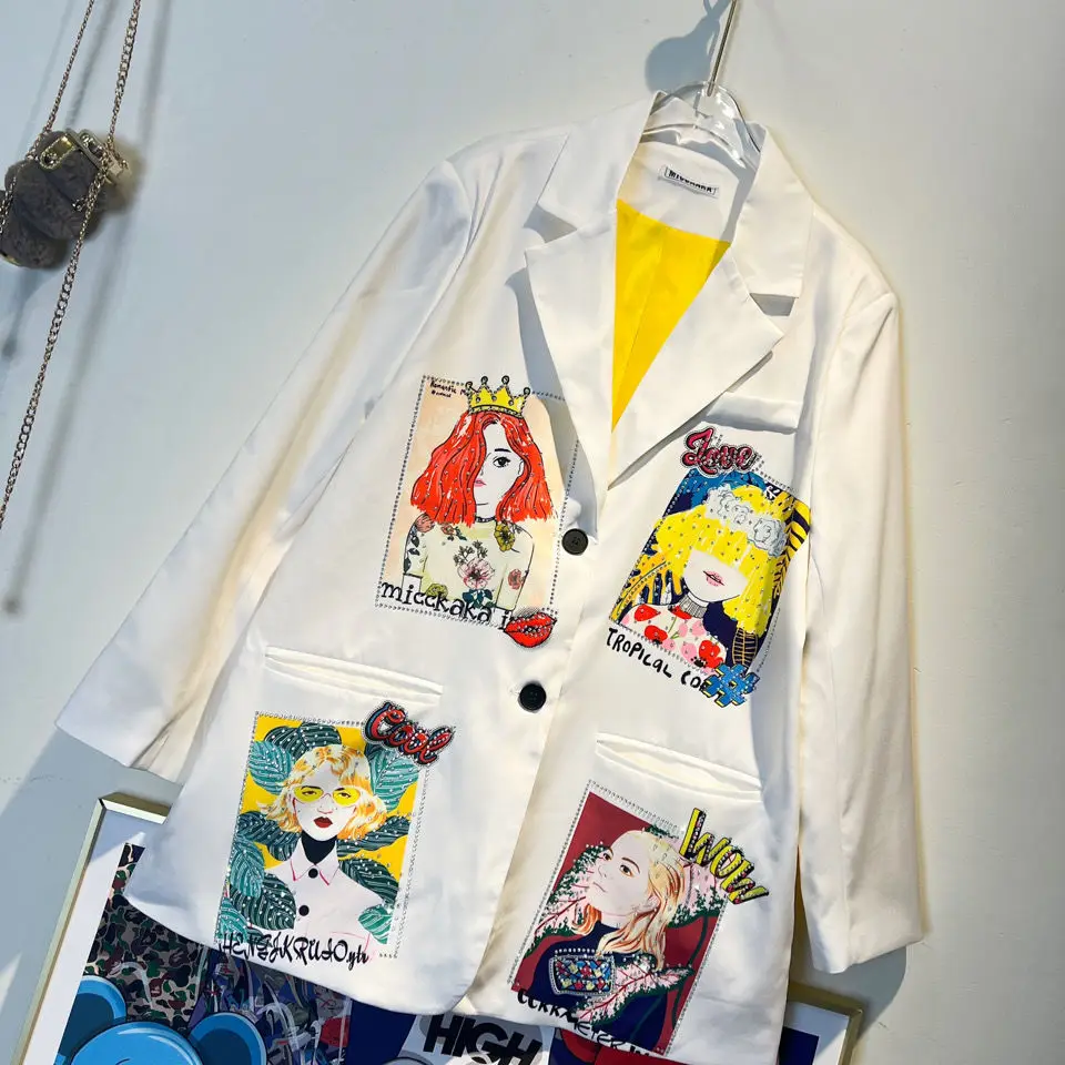 Новинка 2022, модная женская одежда на весну и осень, Популярная свободная верхняя одежда оверсайз с алмазным принтом, Женский костюм средней ... 
Новинка 2022, модная женская одежда на весну и осень, Популярная свободная верхняя одежда оверсайз с алмазным принтом, Женский костюм средней ...