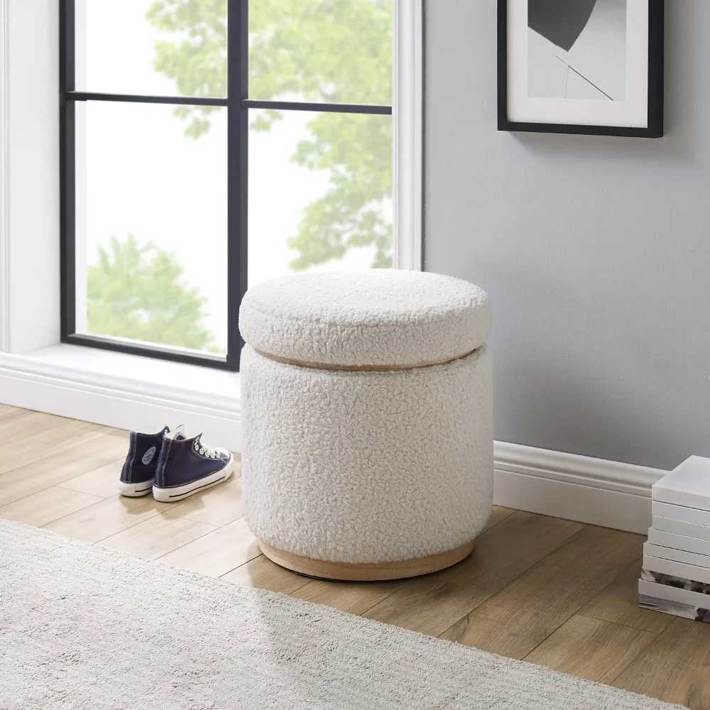 Storage Accent Stool Ottoman, 18" Seat Height, Natural Wood Finish with Sherpa Fabric Ottoman Storage Portable Stool Furniture
Storage Accent Stool Ottoman, 18" Seat Height, Natural Wood Finish with Sherpa Fabric Ottoman Storage Portable Stool Furniture