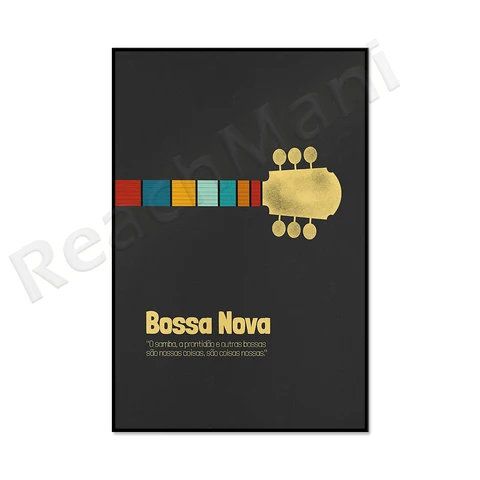 Постер Bossa Nova, Японская печать, Бразильское искусство, настенное искусство на гитаре, бразильский домашний декор, подарок на джаз