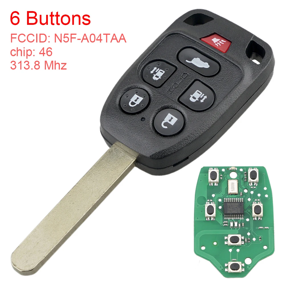 313.8MHz 6 Buttons Flip Folding Remote Car Key with ID46 Chip N5F-A04TAA Fit for 2011 2012 2013 2014 Honda Odyssey
313.8MHz 6 Buttons Flip Folding Remote Car Key with ID46 Chip N5F-A04TAA Fit for 2011 2012 2013 2014 Honda Odyssey