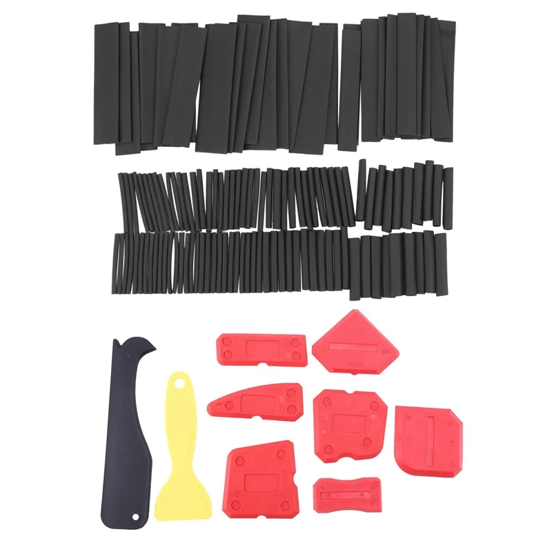 127 Pcs Black Glue Weatherproof Heat Shrink Sleeving Tubing Tube & 9 Pcs Silicone Sealant Finishing Tools
127 Pcs Black Glue Weatherproof Heat Shrink Sleeving Tubing Tube & 9 Pcs Silicone Sealant Finishing Tools