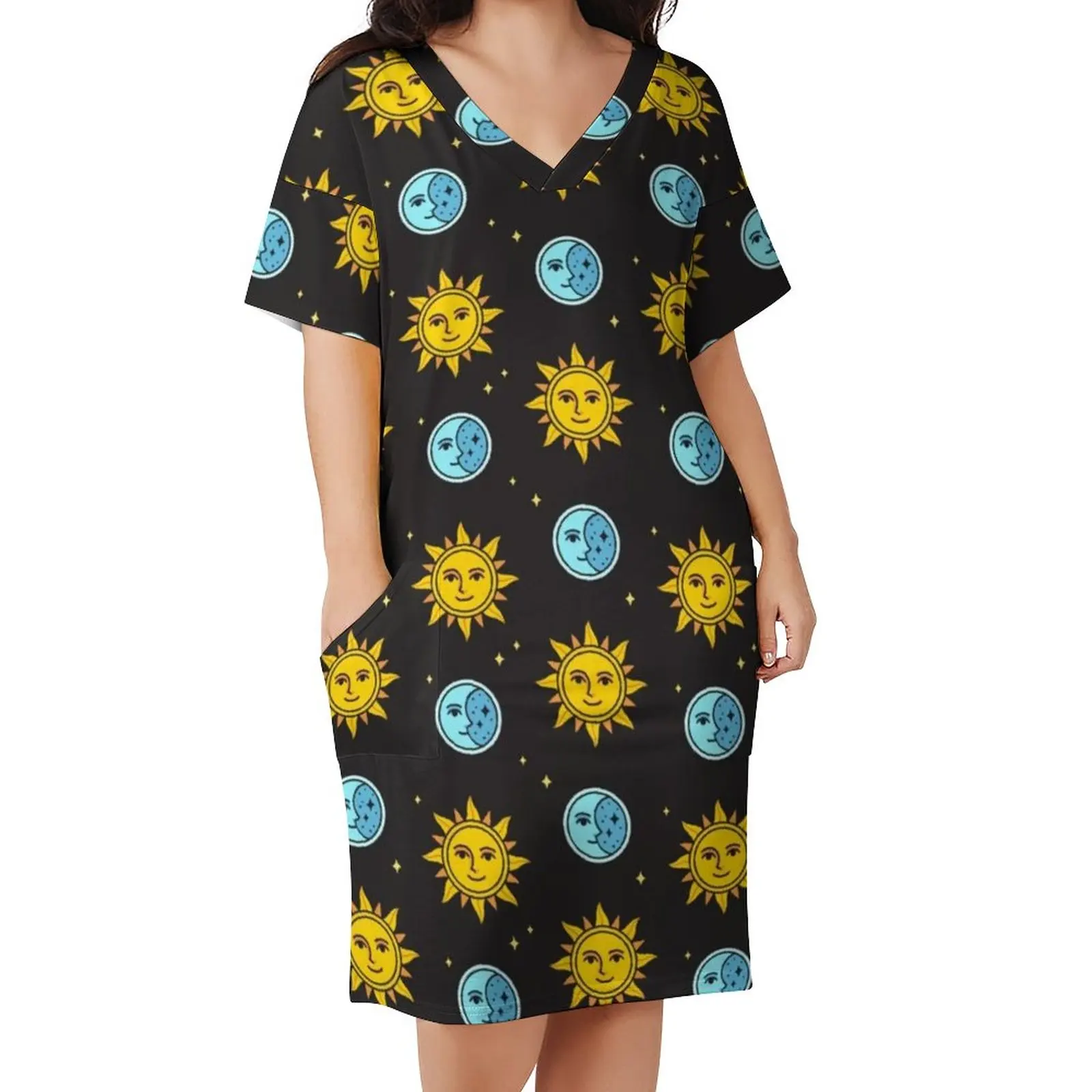 Sun And Moon Pattern A-Line Dress Casual Dress Summer Trendy Dresses Womens Short Sleeve Print Street Wear Dress Plus Size
Sun And Moon Pattern A-Line Dress Casual Dress Summer Trendy Dresses Womens Short Sleeve Print Street Wear Dress Plus Size