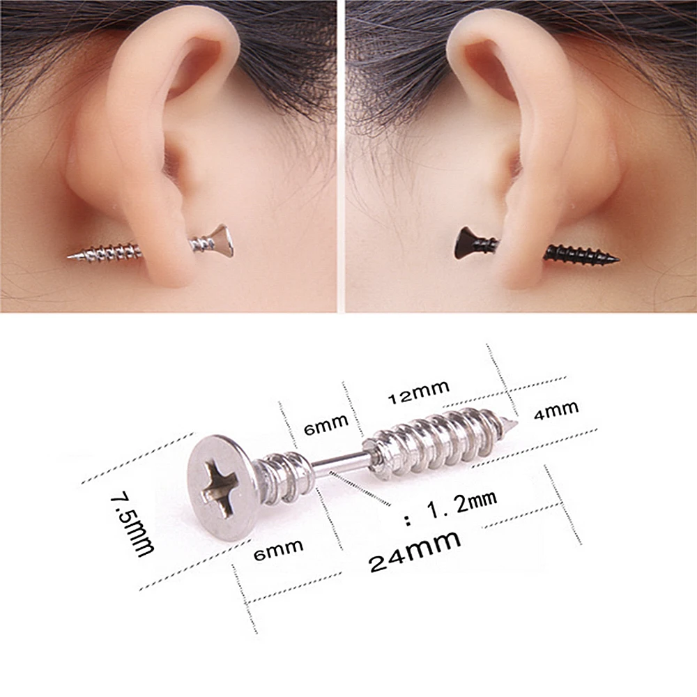 Punk Men & Women Screw Stud Earring Anti Allergic Stainless Steel Body Piercing Pendientes Hombre Bijoux Jewelry Accessories
Punk Men & Women Screw Stud Earring Anti Allergic Stainless Steel Body Piercing Pendientes Hombre Bijoux Jewelry Accessories