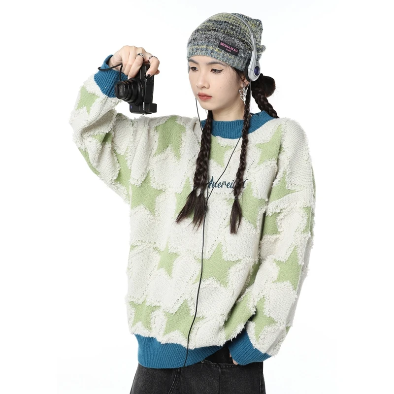 Женская одежда, зеленый свитер со звездами, модный винтажный свободный зимний женский плотный теплый вязаный пуловер для отдыха и отдыха
Женская одежда, зеленый свитер со звездами, модный винтажный свободный зимний женский плотный теплый вязаный пуловер для отдыха и отдыха