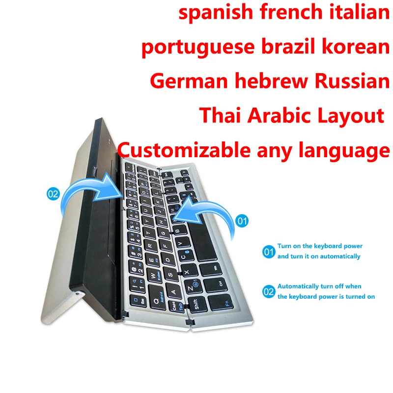 

spanish french italian portuguese brazil korean German hebrew Russian Tablet phone portable thin Foldable folding keyboards