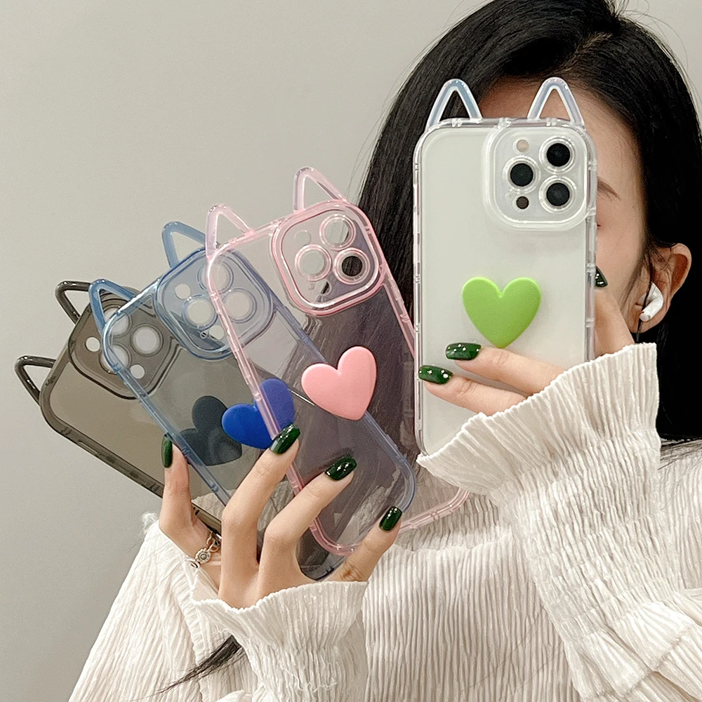 3D Love Heart Cat Ear Clear Phone Case for iPhone 11 12 13 Pro Max Lens Protection Transparent Big Circle Ring Back Cover
3D Love Heart Cat Ear Clear Phone Case for iPhone 11 12 13 Pro Max Lens Protection Transparent Big Circle Ring Back Cover