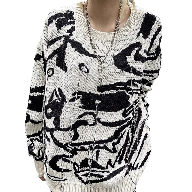 Trendy White Pullover Tops Round Neck Autumn Winter Knit Sweater with Abstract Art Jacquard Print for Casual Daily Dropship
Trendy White Pullover Tops Round Neck Autumn Winter Knit Sweater with Abstract Art Jacquard Print for Casual Daily Dropship