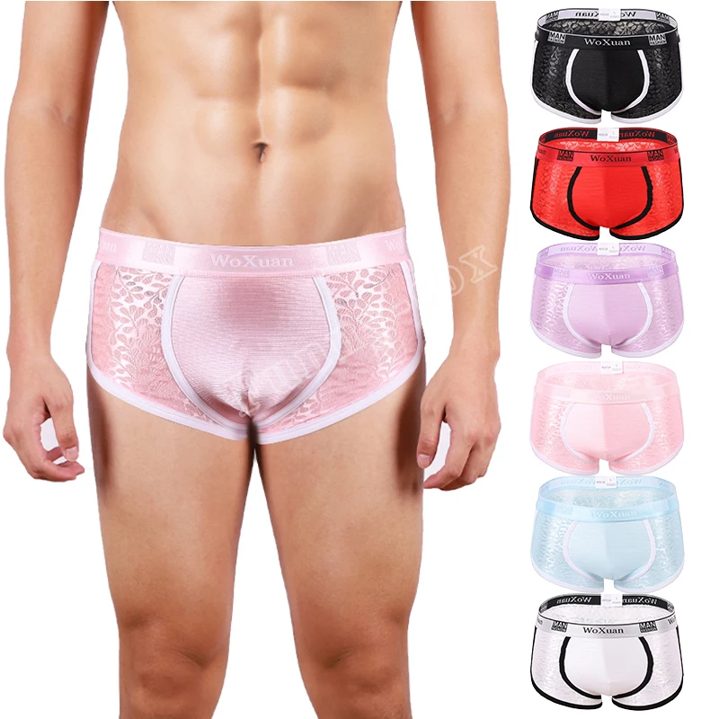Summer Men's Boxers Color Blocking Lace Sexy Homosexual Comfortable Breathable Quick Dry Nylon Trend Low Waist Male Underwear
Summer Men's Boxers Color Blocking Lace Sexy Homosexual Comfortable Breathable Quick Dry Nylon Trend Low Waist Male Underwear