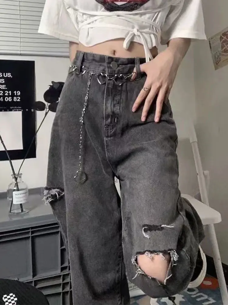 Hot Girl High Street High Waist Denim Pants Femme Korean Fashion Trousers Grunge Punk Vintage Hole Streetwear Woman Jeans Y2K
Hot Girl High Street High Waist Denim Pants Femme Korean Fashion Trousers Grunge Punk Vintage Hole Streetwear Woman Jeans Y2K