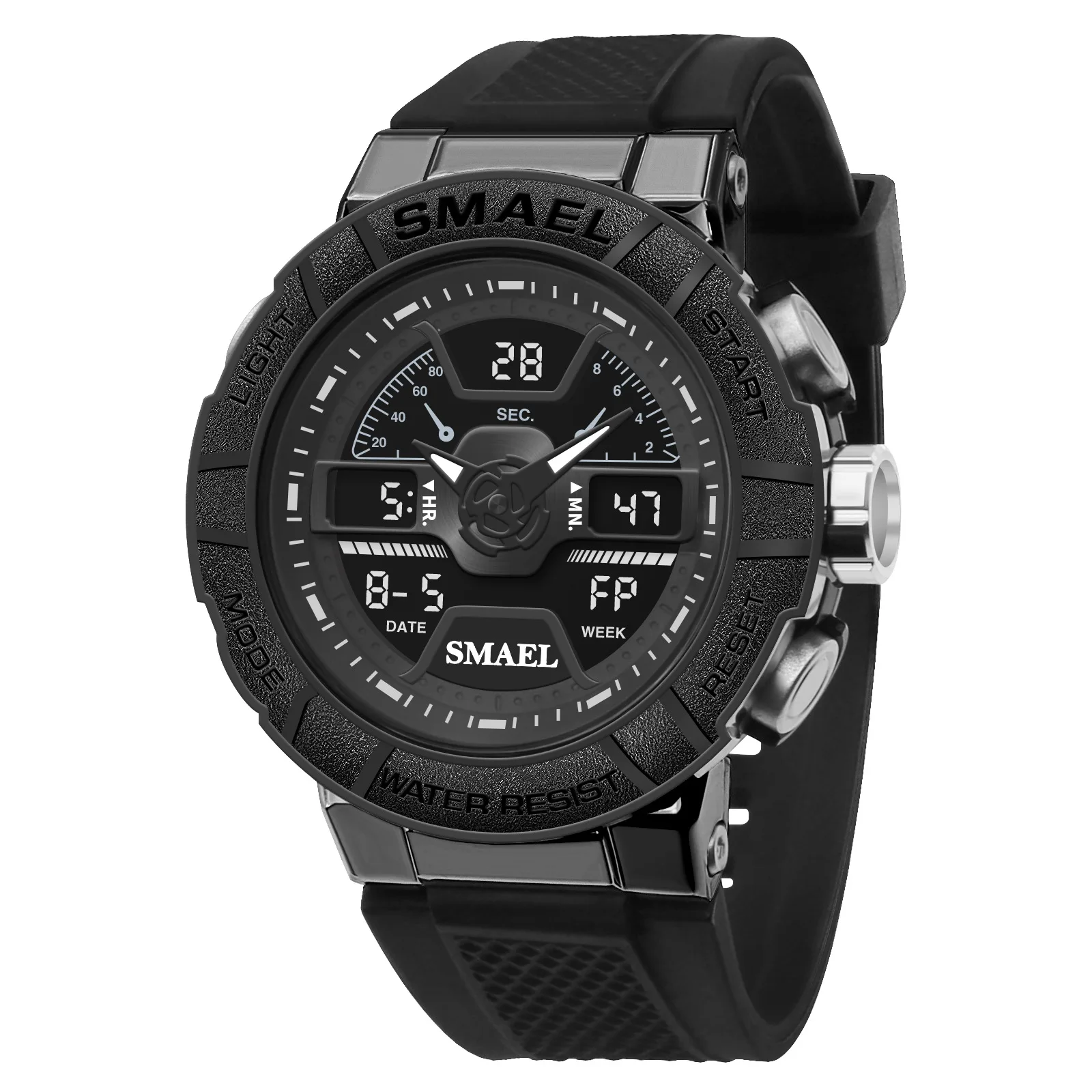 Часы SMAEL A8067 из сплава, чехол 50 метров, водонепроницаемые, светящиеся, двойной циферблат, будильник, напоминание, секундомер, противоударные, с защитой от падения
Часы SMAEL A8067 из сплава, чехол 50 метров, водонепроницаемые, светящиеся, двойной циферблат, будильник, напоминание, секундомер, противоударные, с защитой от падения