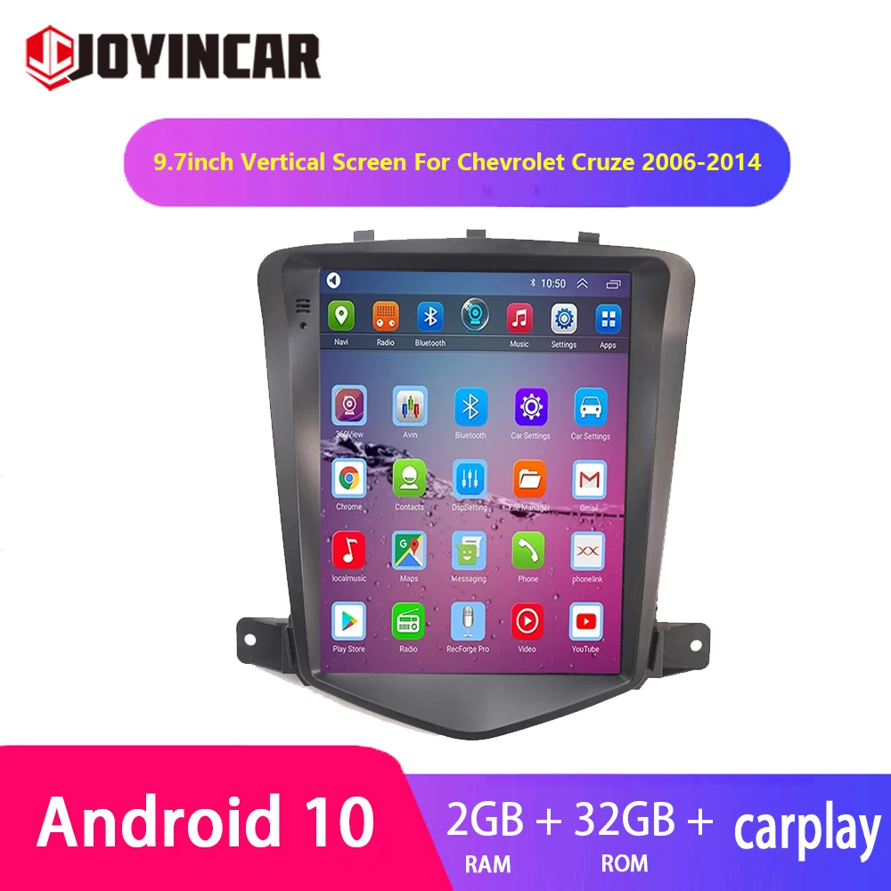 

Автомобильный мультимедийный плеер с вертикальным экраном 9,7 дюйма, GPS-навигацией, радио, стерео, MP5 для Chevrolet Cruze 2006-2014, 2DIN, Android 10,1
