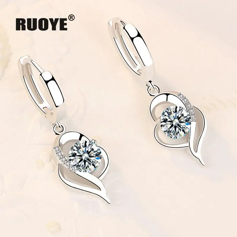925 Sterling Silver Earrings Heart Pink Blue Purple Crystal Earrings For Women Fashion Jwewelry New 2020 
925 Sterling Silver Earrings Heart Pink Blue Purple Crystal Earrings For Women Fashion Jwewelry New 2020