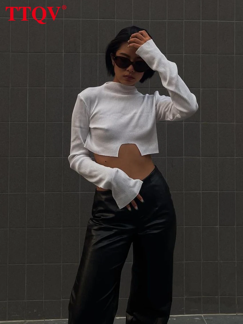TTQV Fashion White O-neck Women's T-shirt 2023 Elegant Long Sleeve Crop T-shirts Casual Solid Simple T-shirts Female Clothing
TTQV Fashion White O-neck Women's T-shirt 2023 Elegant Long Sleeve Crop T-shirts Casual Solid Simple T-shirts Female Clothing