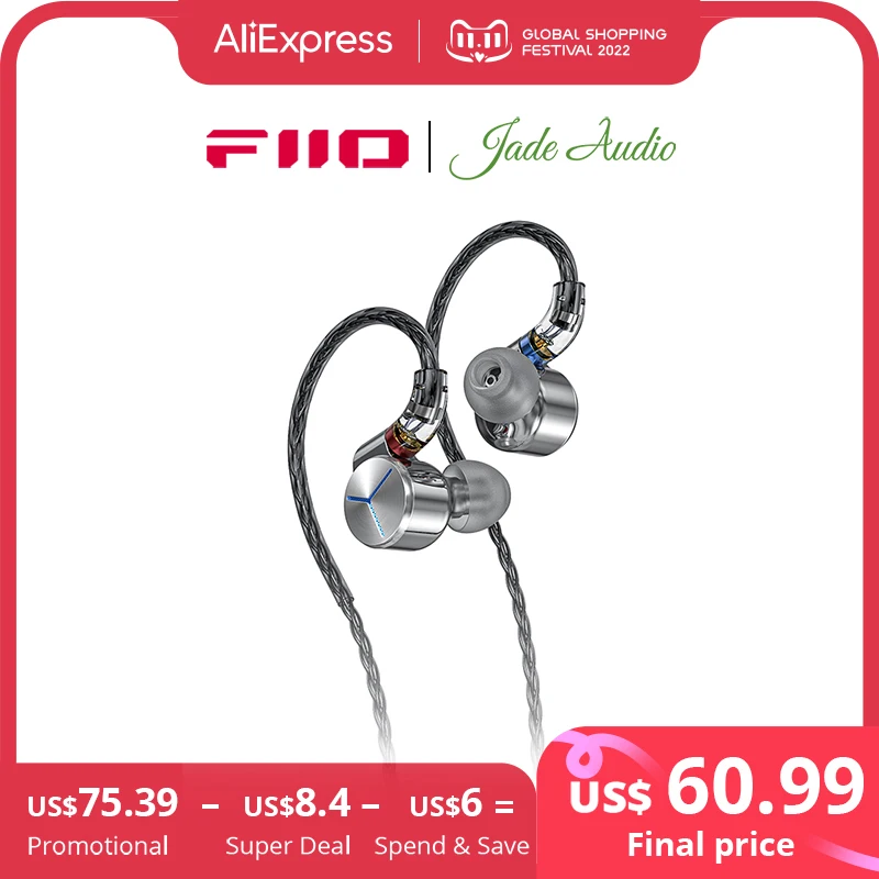 

Наушники-вкладыши FiiO/JadeAudio JD7 с динамическим приводом, hi-fi проводные наушники с басами, наушники-вкладыши с супер звуком, музыкальные наушник...