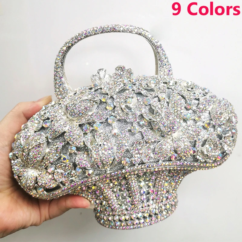 New Flower Basket Evening Rhinestone Bag Luxury Blue/Green/Silver Wedding Purse Bridal Purses Wallet Lady Dinner Prom Bags
New Flower Basket Evening Rhinestone Bag Luxury Blue/Green/Silver Wedding Purse Bridal Purses Wallet Lady Dinner Prom Bags