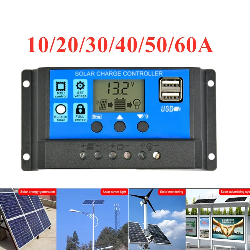 60/50/40/30/20/10A Solar Controller LCD Display 12V 24V Automatic Solar Panel Controller Regulator Suitable for Solar Panel
60/50/40/30/20/10A Solar Controller LCD Display 12V 24V Automatic Solar Panel Controller Regulator Suitable for Solar Panel