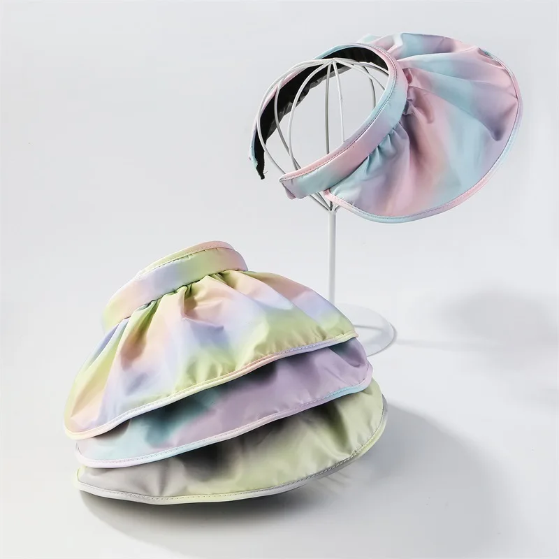 Rainbow Gradient Black Glue Shell Hat Summer Outdoor Big Brim Sun Hat Empty Top Hat Hair Accessories Dual-Use Headband Gorras
Rainbow Gradient Black Glue Shell Hat Summer Outdoor Big Brim Sun Hat Empty Top Hat Hair Accessories Dual-Use Headband Gorras