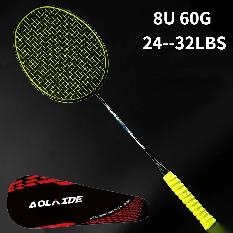

Ultralight 8U 60g Strung Badminton Racket Professional Carbon Badminton Racquet 24-32 LBS