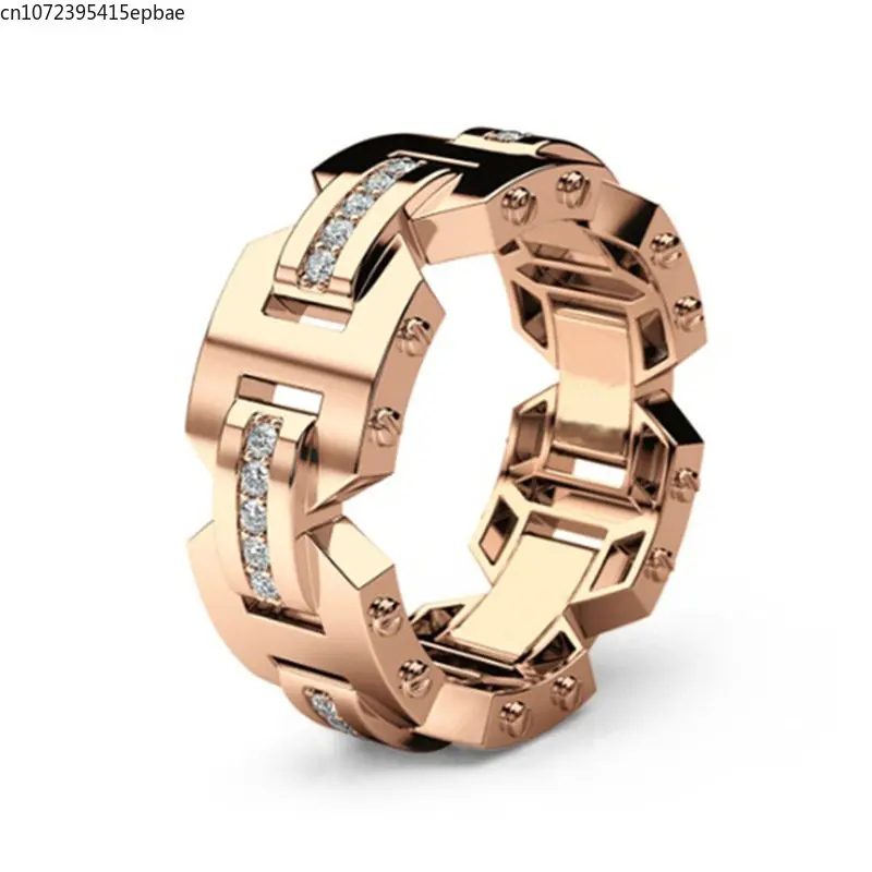 

Creative Plating Men's Cubic Zirconia-encrusted Ring Europe Fashion Couple Ring Manufacturers Wholesale Wedding Retro Advanced