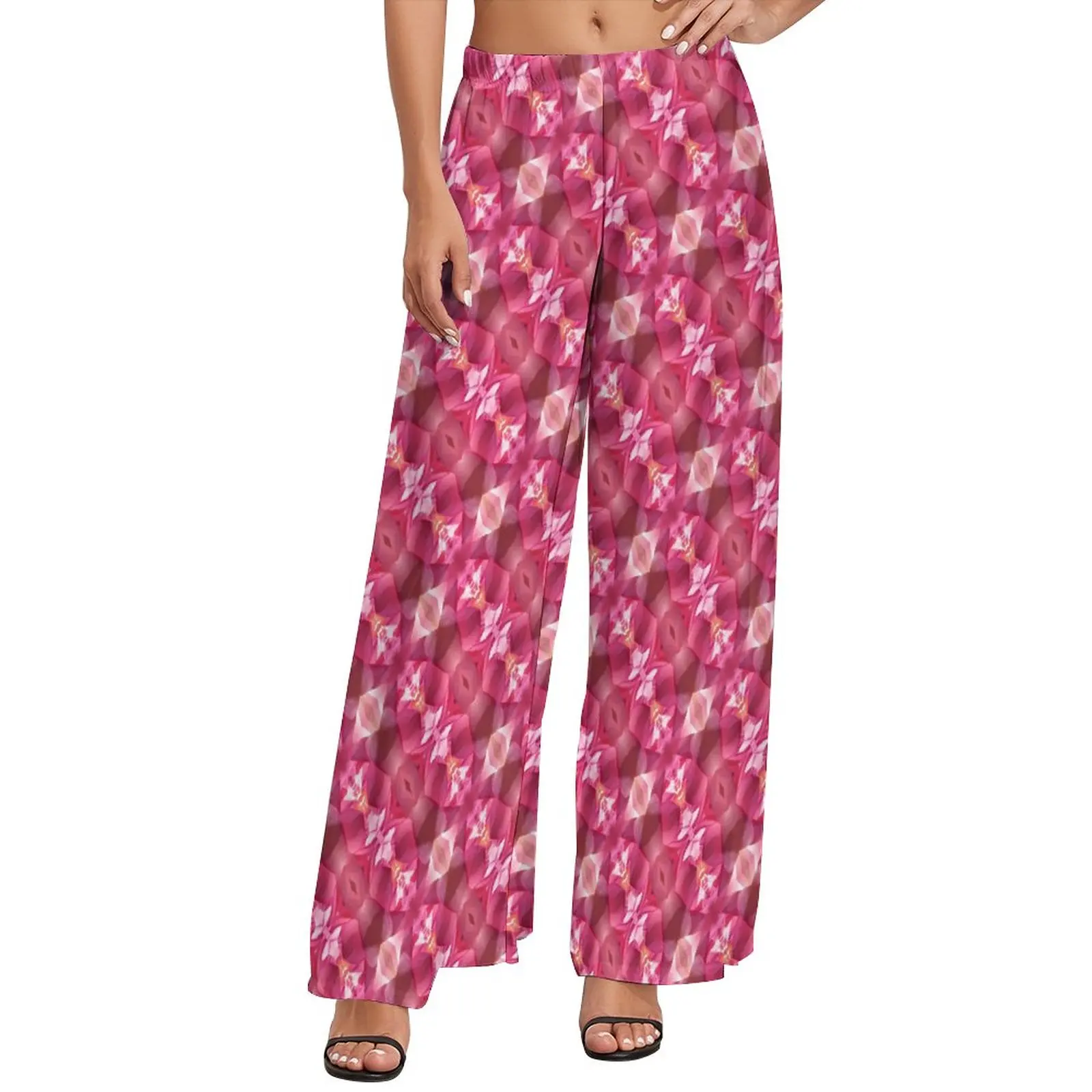 

Брюки женские с принтом «Водяные лилии», уличная одежда с розовым лотосом, домашние широкие штаны с высокой талией, идея для подарка