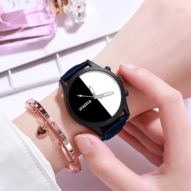 Fashion Round Quartz Half Black White Dial Casual Watches Leather Strap Fashionable Clock for Waterproof Wristwatch for Women
Fashion Round Quartz Half Black White Dial Casual Watches Leather Strap Fashionable Clock for Waterproof Wristwatch for Women