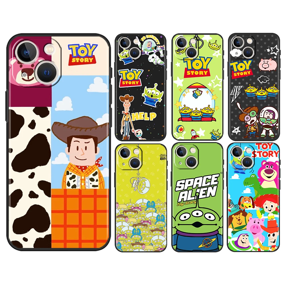 

Toy Story Disney For Apple iPhone 14 13 12 11 Pro Max Mini XS Max X XR 6S 6 7 8 Plus 5S SE2020 Soft Black Phone Case
