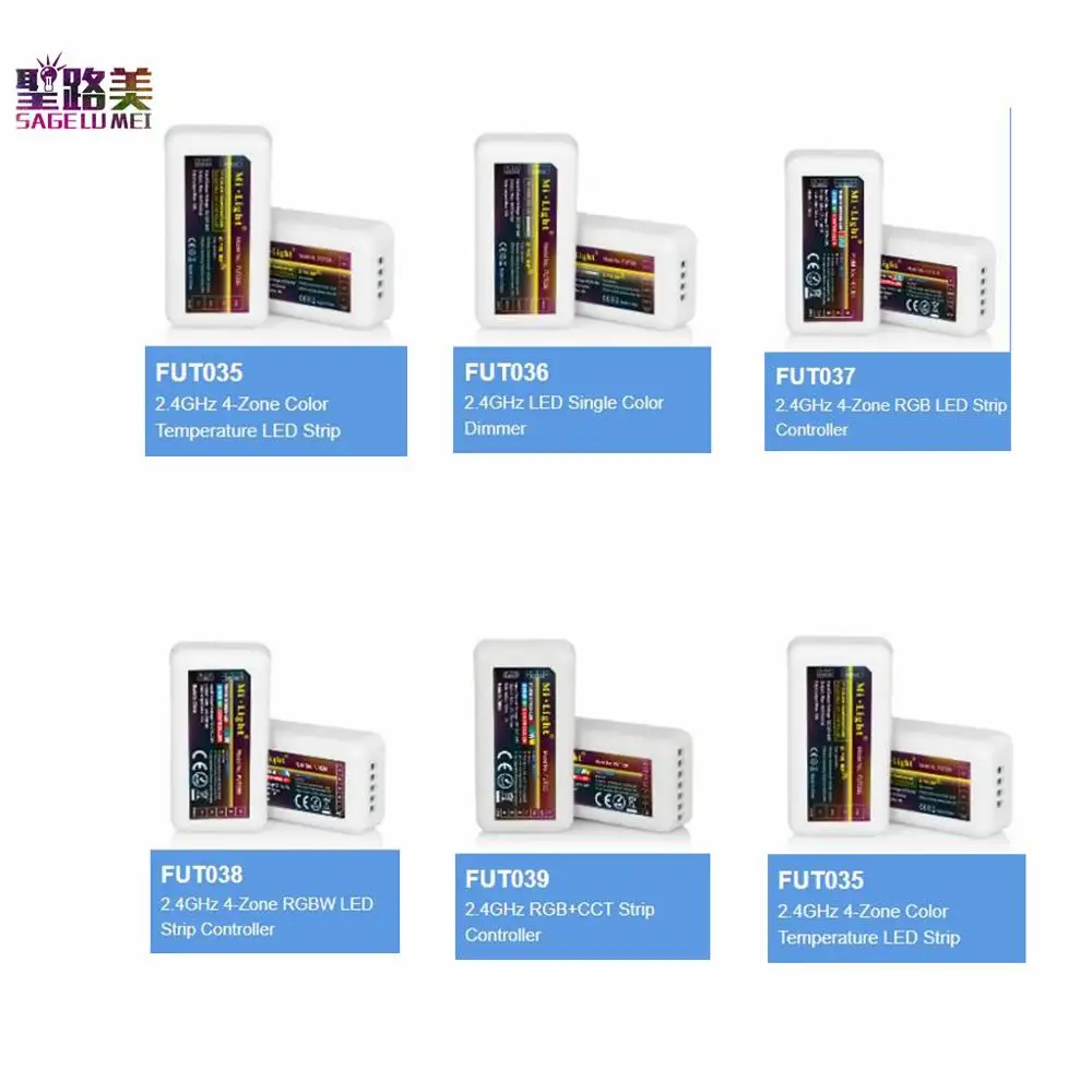 MiLight FUT035 FUT036 FUT037 FUT038 FUT039 LED Controller Dimmer 2.4G RF For Single Color CCT RGB RGBW RGB+CCT Strip Tape Light
MiLight FUT035 FUT036 FUT037 FUT038 FUT039 LED Controller Dimmer 2.4G RF For Single Color CCT RGB RGBW RGB+CCT Strip Tape Light