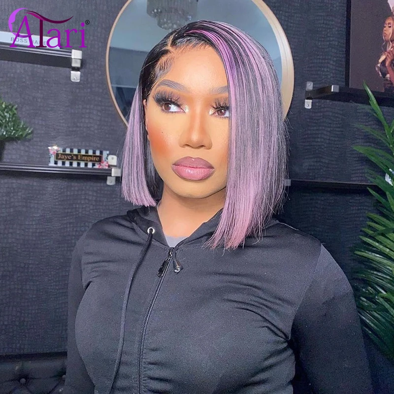 Purple with Black Straight Short Bob 13x4 Lace Front Wig Transparent Brazilian Human Hair Wigs 6x6 Lace Closure Wig Pre Plucked
Purple with Black Straight Short Bob 13x4 Lace Front Wig Transparent Brazilian Human Hair Wigs 6x6 Lace Closure Wig Pre Plucked