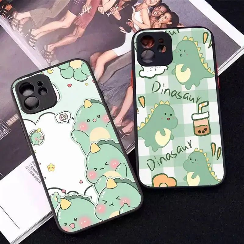 

Cute Cartoon Dinosaur Phone Case for iPhone 14 11 12 13 Mini Pro Max 8 7 Plus X XR XS MAX Translucent Matte Cover