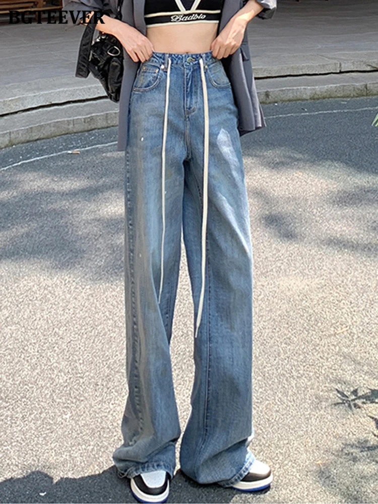 BGTEEVER Chic Spring Summer Loose Female Drawstring Wide Leg Jeans High Waist Ladies Floor-Length Straight Denim Pants 2023
BGTEEVER Chic Spring Summer Loose Female Drawstring Wide Leg Jeans High Waist Ladies Floor-Length Straight Denim Pants 2023