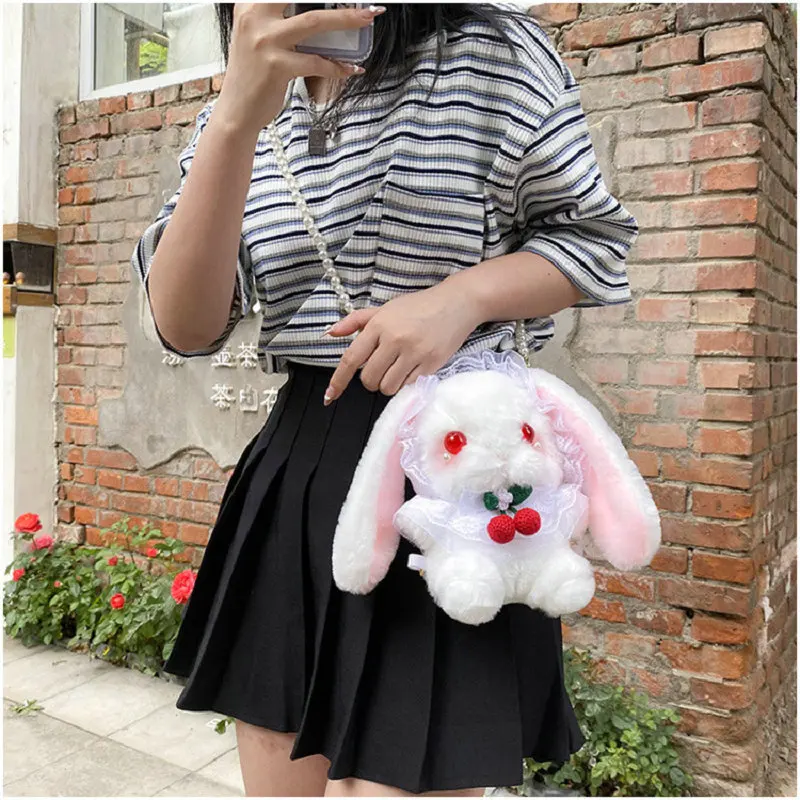 Cute Magic Lolita Dressing Bunny Plush Bag Stuff Unique Eye Lace Rabbits Cuddly Plushies Cherry Necklace Crossbody Backpack Bags
Cute Magic Lolita Dressing Bunny Plush Bag Stuff Unique Eye Lace Rabbits Cuddly Plushies Cherry Necklace Crossbody Backpack Bags