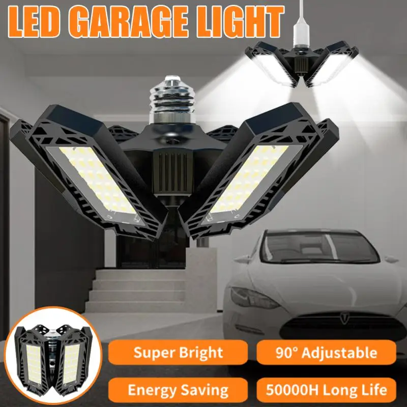 Led Garage Lights E27/E26 6000LM Lamp Adjustable Deformable Bulb Ceiling Light For Shop/Storage/Warehouse Workshop Lighting
Led Garage Lights E27/E26 6000LM Lamp Adjustable Deformable Bulb Ceiling Light For Shop/Storage/Warehouse Workshop Lighting