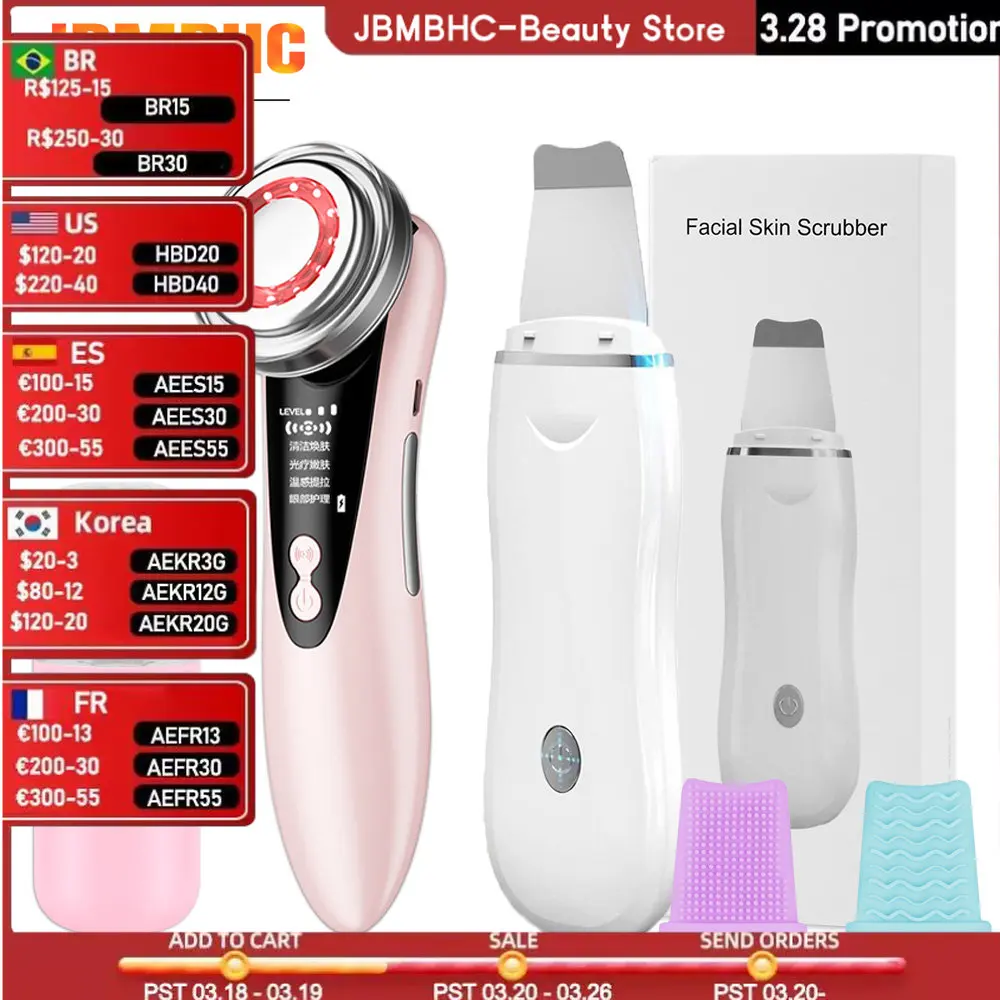 Ultrasonic Skin Scrubber Vibration Facial Spatula Blackhead Remover + Face Lifting Devices LED Skin Rejuvenation Wrinkle Removal
Ultrasonic Skin Scrubber Vibration Facial Spatula Blackhead Remover + Face Lifting Devices LED Skin Rejuvenation Wrinkle Removal