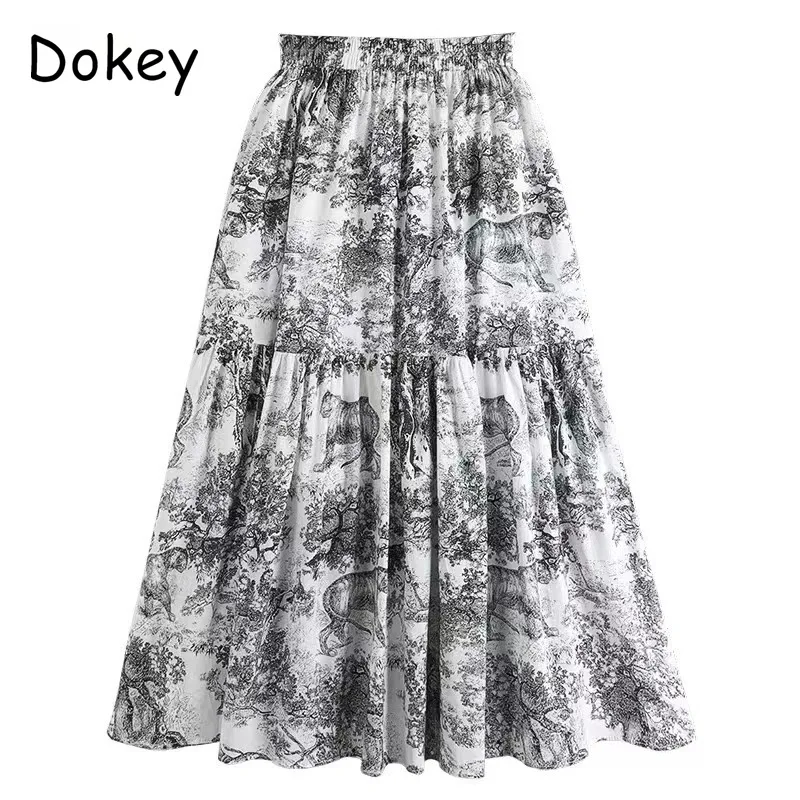 Женская винтажная плиссированная юбка с цветочным принтом, повседневная трапециевидная юбка в стиле бохо с эластичным поясом, пляжная юбка на весну и лето 
Женская винтажная плиссированная юбка с цветочным принтом, повседневная трапециевидная юбка в стиле бохо с эластичным поясом, пляжная юбка на весну и лето