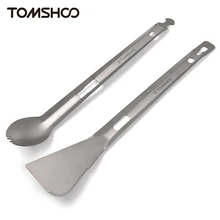 Tomshoo Titanium Multi Tong Spork Shovel Spatula All-In-One Utensil Portable Camping Cooking Tableware Outdoor Camping Supplies