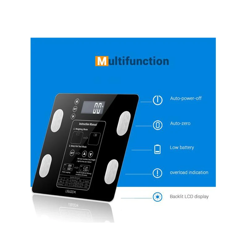 Smart Body Fat Scale Wireless Digital Bathroom Weight Scale Body Composition Analyzer With Smartphone App Bluetooth-compatible
Smart Body Fat Scale Wireless Digital Bathroom Weight Scale Body Composition Analyzer With Smartphone App Bluetooth-compatible