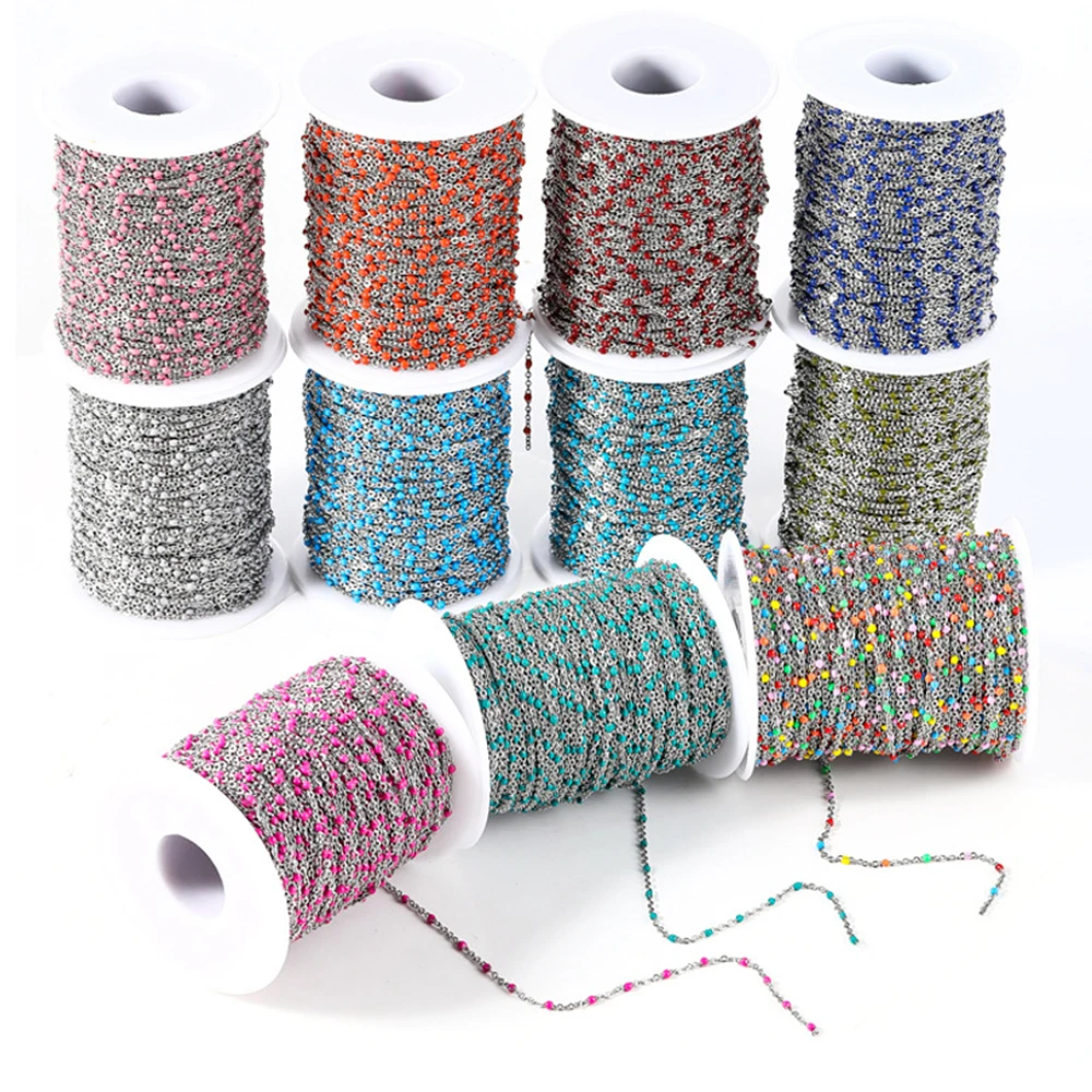 1Meter Stainless Steel Enamel Color Dripping Oil Chain Colorful Beads Handmade Chain DIY Necklace Jewelry Making Wholesale
1Meter Stainless Steel Enamel Color Dripping Oil Chain Colorful Beads Handmade Chain DIY Necklace Jewelry Making Wholesale