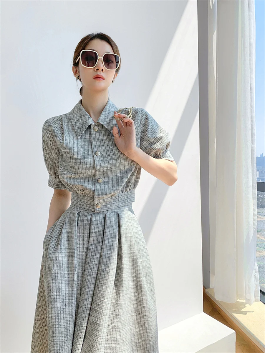 Thousand Bird Checker Suit Large Swing Long Skirt Set French Small Fragrance High Sense Cold Wind Dress Women's Summer
Thousand Bird Checker Suit Large Swing Long Skirt Set French Small Fragrance High Sense Cold Wind Dress Women's Summer