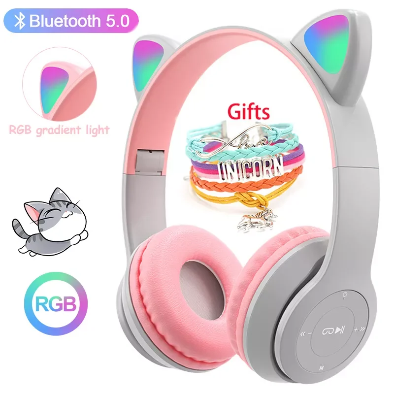 Wireless Headphones Cat Ear with Mic Blue-tooth Glow Light Stereo Bass Helmets Children Gamer Girl Gifts PC Phone Gaming Headset
Wireless Headphones Cat Ear with Mic Blue-tooth Glow Light Stereo Bass Helmets Children Gamer Girl Gifts PC Phone Gaming Headset