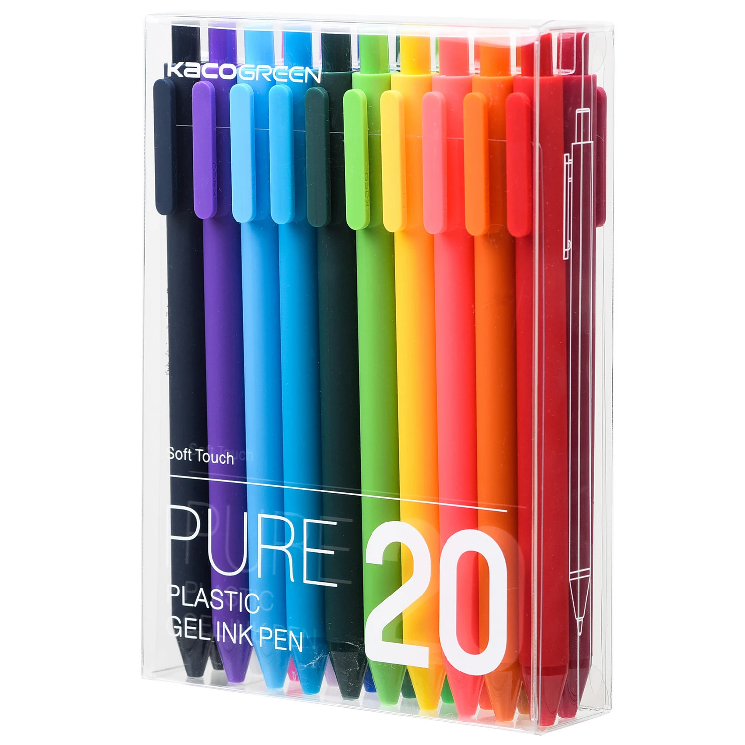 KACO 20 Assorted Colors Gel Pens, Retractable Gel Pens with Premium Ink and Comfort Grip, Fine Point for Smooth Writing (0.5mm)
KACO 20 Assorted Colors Gel Pens, Retractable Gel Pens with Premium Ink and Comfort Grip, Fine Point for Smooth Writing (0.5mm)