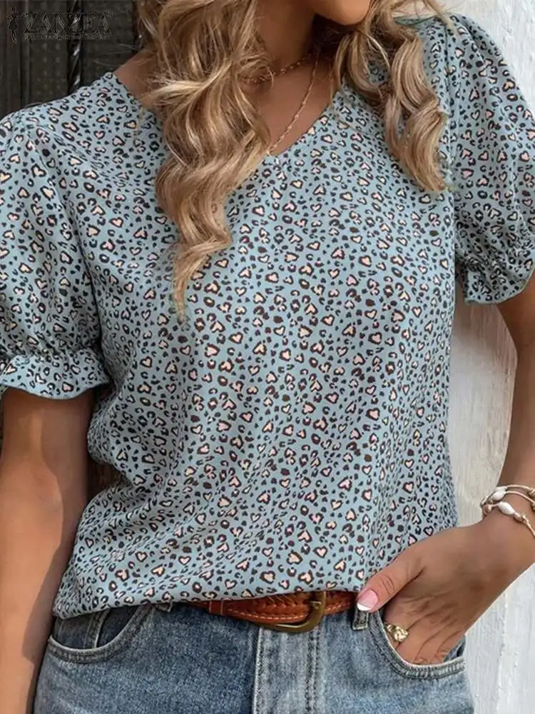 ZANZEA Stylish Summer Short Sleeve Holiday Shirt Casual Bohemian Leopard Print Blouse Women Party Tops Female Ruffles Blusas
ZANZEA Stylish Summer Short Sleeve Holiday Shirt Casual Bohemian Leopard Print Blouse Women Party Tops Female Ruffles Blusas