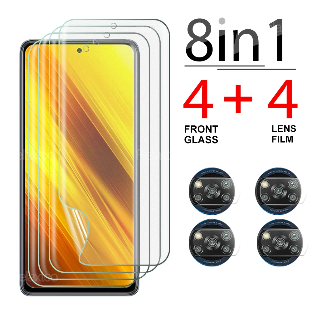 

Закаленное стекло 8 в 1 для Poco X3, X3GT, X3Nfc, X3Pro, защита экрана, пленка на объектив камеры, стекло для Poco M3, F3, GT, стекло